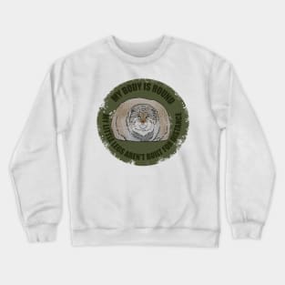 Round Pallas Cat Olive Green Crewneck Sweatshirt